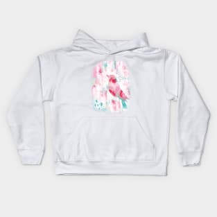 Modern Abstract Flowers and Bird Pink and Mint print Kids Hoodie